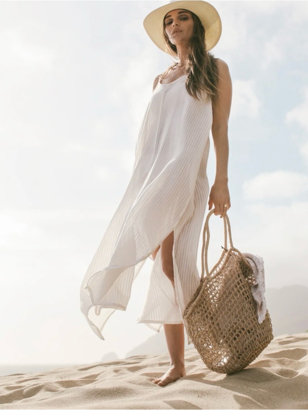 The Handloom YAZ Dress White Stripes Turkish Cotton